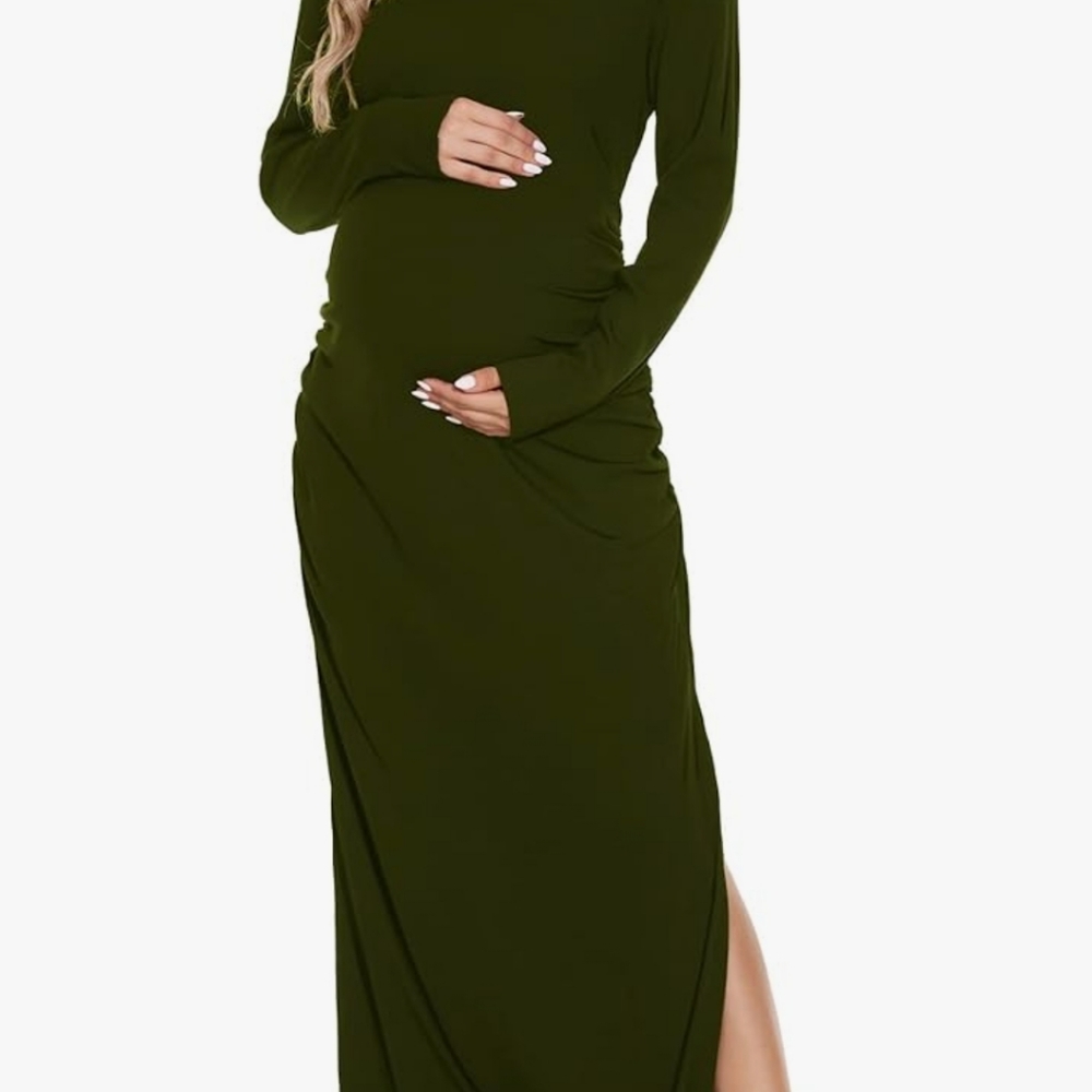 Army green Maternity Dress